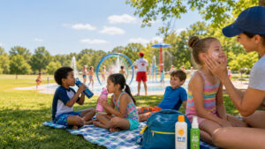 kids on a picnic at a park